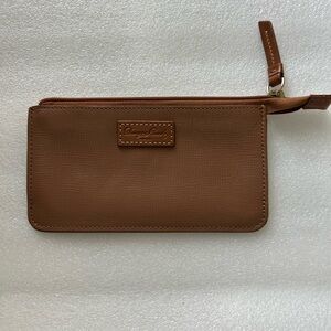 Dooney & Bourke Light Brown Lambskin Carrington Pouch Clutch Wallet.